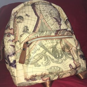 Women's Map Print Pattern Backpack